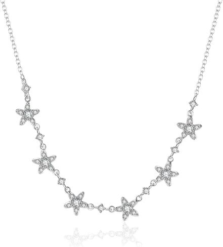 قلادة من الفضة الاسترليني مقاس 18 بوصة على شكل نجوم في السماء مع مويسانيتي AAA، قلادة عصرية للنساء in Kuwait