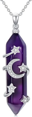 قلادة LONAGO Moon and Stars من الكريستال السداسي من الفضة الإسترليني على شكل نجمة على شكل قمر هدية للنساء in Saudi Arabia