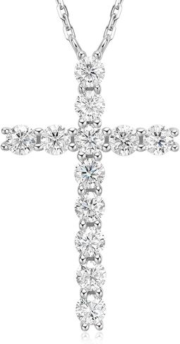 LOVE&LOVE Moissanite Cross Necklace Collection For Women Men, D Color VVS1 Moissanite Pendant, 18K White or Yellow Gold Plated 925 Sterling Silver Christian Religious Jewelry, Easter Gifts Her Him in Saudi Arabia