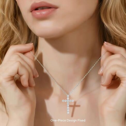 LOVE&LOVE Moissanite Cross Necklace Collection For Women Men, D Color VVS1 Moissanite Pendant, 18K White or Yellow Gold Plated 925 Sterling Silver Christian Religious Jewelry, Easter Gifts Her Him in Saudi Arabia