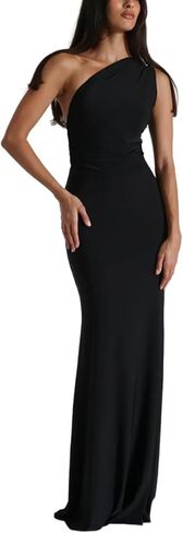 ABINGOO Women One Shoulder Maxi Dress Sleeveless Bodycon Tie Back Long Dresses for Wedding Guest Party Evening Gown in Kuwait