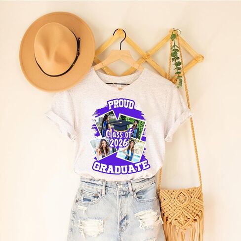 Proud of Family 2026 Graduation Shirts, Mom Congrat 2026, Congratulation, Grad 2026 T-Shirt, Senior, Custom Photo Multicolor in Kuwait