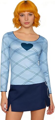 زي نامي النسائي مطبوع عليه قلب تلفزيوني بأكمام طويلة وتنورة قصيرة زي مغامرة تنكري in Kuwait