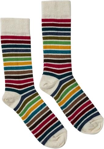 Multicolor Stripes Alpaca Fabric Soft Smooth Knit Colorful Striped Crew Socks Gift For Women Stocking Stuffer in Saudi Arabia