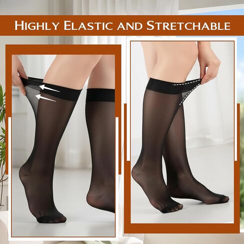 2 أزواج جوارب عالية للركبة للنساء حجم كبير جوارب عالية للركبة من النايلون للنساء جوارب خرطوم 15D جوارب من النيلون الشفاف للنساء in Kuwait