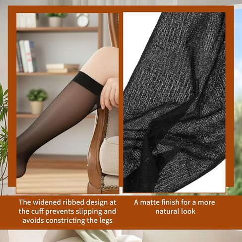 2 أزواج جوارب عالية للركبة للنساء حجم كبير جوارب عالية للركبة من النايلون للنساء جوارب خرطوم 15D جوارب من النيلون الشفاف للنساء in Kuwait