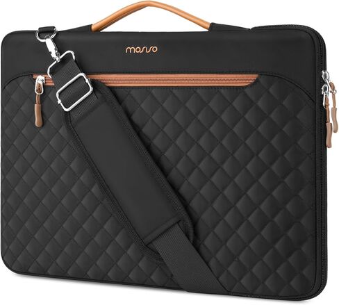 MOSISO 360 Protective Laptop Shoulder Bag, 15-15.6 inch Computer Bags Compatible with MacBook Pro 16 inch, HP, Dell, Lenovo, Asus Notebook, Side Open Messenger Shoulder Bag with Front Pocket, Black in Saudi Arabia