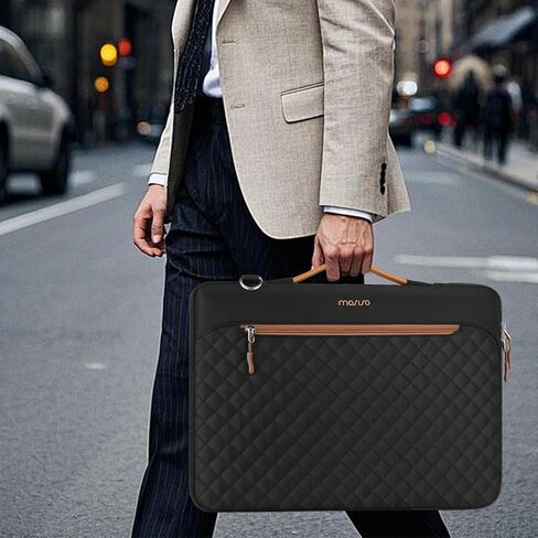 MOSISO 360 Protective Laptop Shoulder Bag, 15-15.6 inch Computer Bags Compatible with MacBook Pro 16 inch, HP, Dell, Lenovo, Asus Notebook, Side Open Messenger Shoulder Bag with Front Pocket, Black in Saudi Arabia