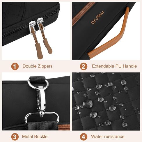 MOSISO 360 Protective Laptop Shoulder Bag, 15-15.6 inch Computer Bags Compatible with MacBook Pro 16 inch, HP, Dell, Lenovo, Asus Notebook, Side Open Messenger Shoulder Bag with Front Pocket, Black in Saudi Arabia