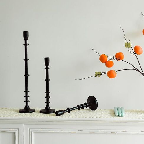 حاملات شموع مستدقة حديثة، مكواة سوداء، مجموعة من 3، شمعدانات أنيقة طويلة لتزيين الطاولة in Kuwait