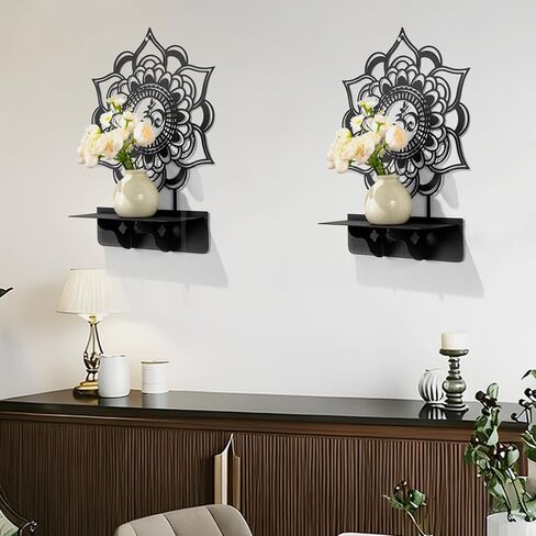 Om Mandala Metal Candle Holder 1 Pack, Black Metal Candlestick Holders, Candle Wall Holder, Spiritual Zen Wall Decor, Meditation Decor for Living Room, Dining Room, Yoga Room in Saudi Arabia
