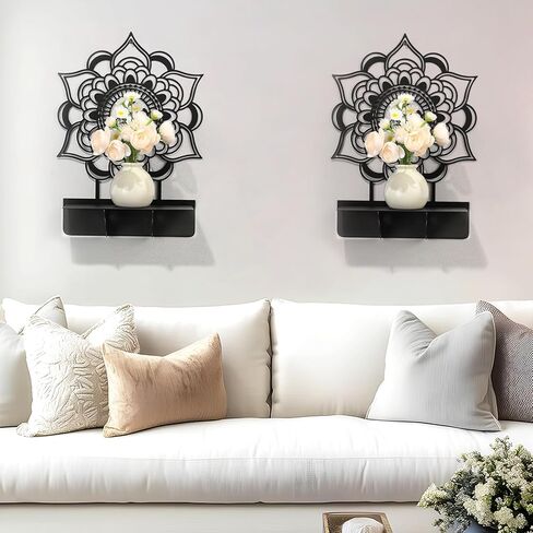 Om Mandala Metal Candle Holder 1 Pack, Black Metal Candlestick Holders, Candle Wall Holder, Spiritual Zen Wall Decor, Meditation Decor for Living Room, Dining Room, Yoga Room in Saudi Arabia