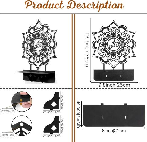 Om Mandala Metal Candle Holder 1 Pack, Black Metal Candlestick Holders, Candle Wall Holder, Spiritual Zen Wall Decor, Meditation Decor for Living Room, Dining Room, Yoga Room in Saudi Arabia