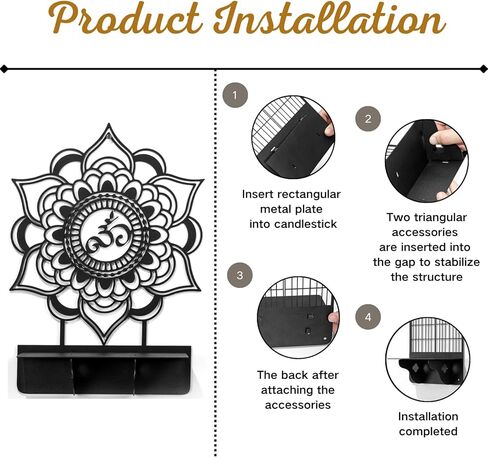 Om Mandala Metal Candle Holder 1 Pack, Black Metal Candlestick Holders, Candle Wall Holder, Spiritual Zen Wall Decor, Meditation Decor for Living Room, Dining Room, Yoga Room in Saudi Arabia