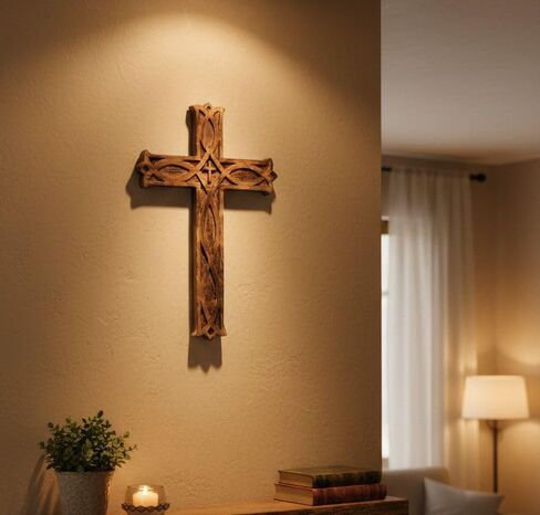 CHARMING BHARATCRAFTS Handmade Wooden Wall Cross Church Home Room Décor (MDF Wood) in Kuwait