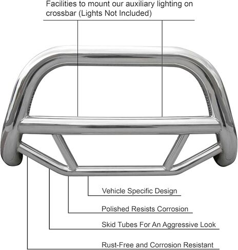 Black Horse Max Bull Bar No Skid Plate Stainless Steel Compatible with 2007-2021 Toyota Tundra-MBS-TOD1009 in Saudi Arabia