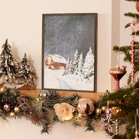 ArtbyHannah 12x16 بوصة عيد الميلاد قماش جدار الفن، 2 حزمة مؤطرة جدار ديكور عيد الميلاد، جدار الفن الشتوي مع جدار شجرة عيد الميلاد مشهد الغابة الثلجية، ديكور جدار الشتاء لتزيين جدار عيد الميلاد in Kuwait