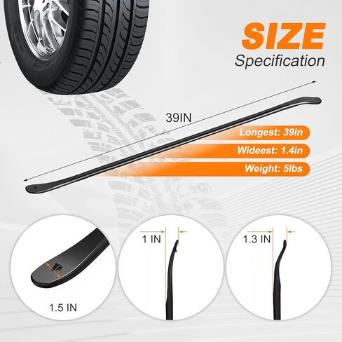 Tire Mounting Tools, Semi Tire Changing Tools. Heavy Duty tire Iron for tire Tools for Changing Tires. 39 Inch x 4/5 Inch, Black in Kuwait