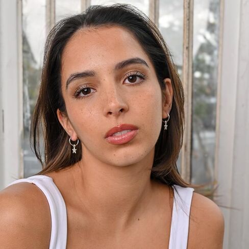 925 Solid Sterling Silver Faceted Sleeper Hoop Earrings For Women | Silver Star Drop Dangle Charm Earring - Mini Silver Star Hoops in Kuwait