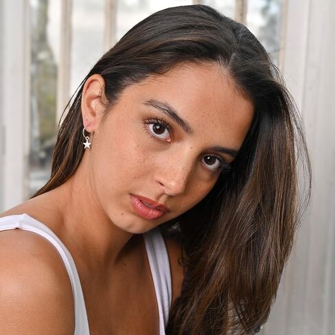 925 Solid Sterling Silver Faceted Sleeper Hoop Earrings For Women | Silver Star Drop Dangle Charm Earring - Mini Silver Star Hoops in Kuwait