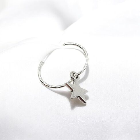 925 Solid Sterling Silver Faceted Sleeper Hoop Earrings For Women | Silver Star Drop Dangle Charm Earring - Mini Silver Star Hoops in Kuwait