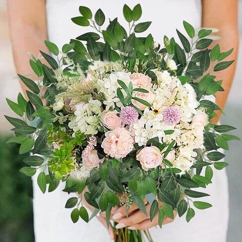 20 قطعة من سيقان روسكوس الخضراء الإيطالية الصناعية، سيقان الأوكالبتوس الصناعية القابلة للانحناء - نباتات خضراء صناعية لديكور الزفاف، والقطع المركزية، والترتيبات المنزلية in Kuwait