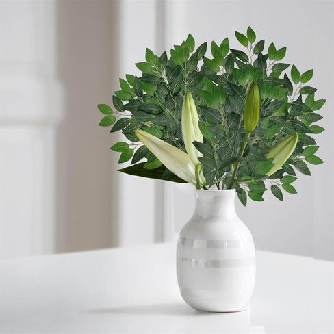 20 قطعة من سيقان روسكوس الخضراء الإيطالية الصناعية، سيقان الأوكالبتوس الصناعية القابلة للانحناء - نباتات خضراء صناعية لديكور الزفاف، والقطع المركزية، والترتيبات المنزلية in Kuwait