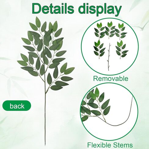 20 قطعة من سيقان روسكوس الخضراء الإيطالية الصناعية، سيقان الأوكالبتوس الصناعية القابلة للانحناء - نباتات خضراء صناعية لديكور الزفاف، والقطع المركزية، والترتيبات المنزلية in Kuwait