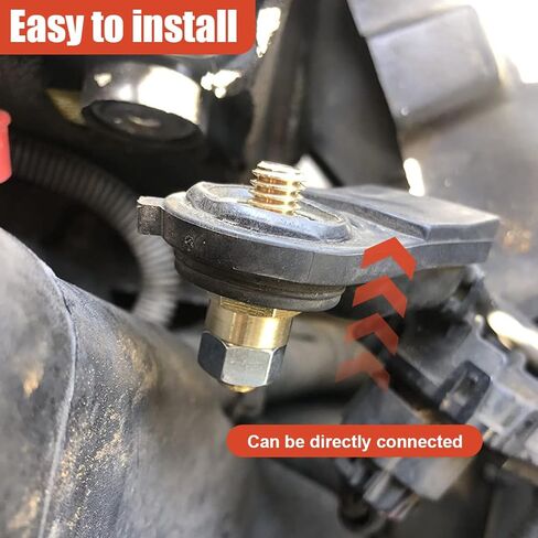 YoRise قطعتان من مسمار تمديد طرف البطارية الجانبي، 3/8"-16&24 براغي تمديد لأعمدة البطارية النحاسية مع صواميل، ملحقات محول طرفية بطاريات السيارة القياسية (ذهبي) in Kuwait