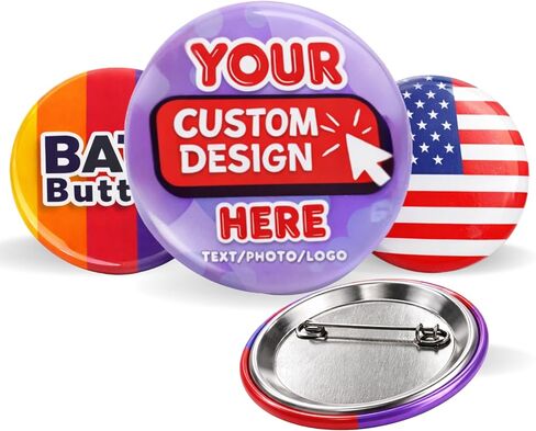 Custom Button Pins - Personalized Photo, Logo & Text Button Pins, Sizes 1, 1.5, 2.25, 3 & 3.5 Inch, Bulk 10-1000 Pcs, Pinback Buttons for Graduation, Campaigns & Events in Saudi Arabia