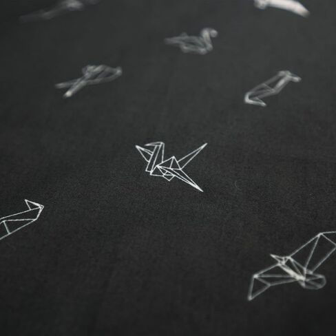 باندانا - منديل قطن 100%، وشاح رأس ناعم للاستخدام الخارجي للرجال والنساء - طيور أوريغامي (أسود) in Kuwait