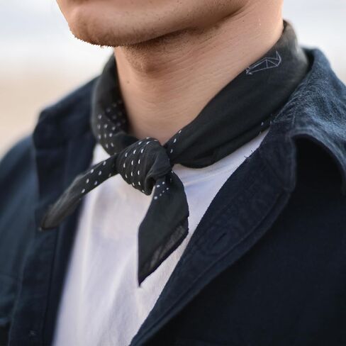 باندانا - منديل قطن 100%، وشاح رأس ناعم للاستخدام الخارجي للرجال والنساء - طيور أوريغامي (أسود) in Kuwait