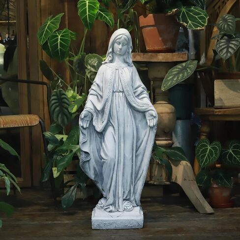 تمثال كبير لمريم العذراء قابل للطلاء مقاس 81.28 سم ارتفاعًا في الهواء الطلق حديقة أوروبية كاثوليكية مسيحية ساحة فناء سمك الشبوط بركة حديقة داخلية مدخل الكنيسة شرفة ديكور مذبح المنزل ملاك تذكاري شفيع مقدس قديس ديني in Kuwait