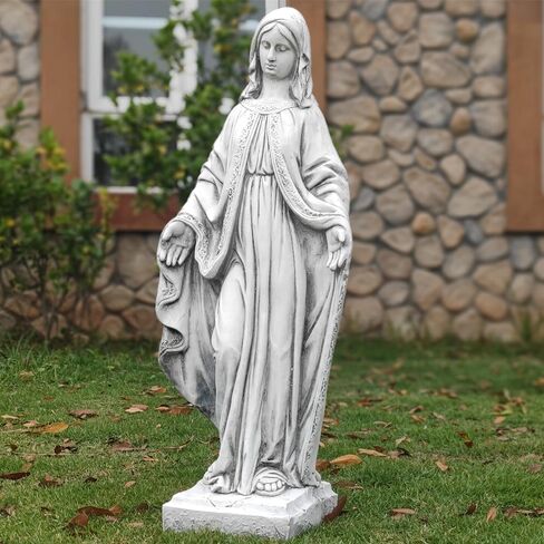 تمثال كبير لمريم العذراء قابل للطلاء مقاس 81.28 سم ارتفاعًا في الهواء الطلق حديقة أوروبية كاثوليكية مسيحية ساحة فناء سمك الشبوط بركة حديقة داخلية مدخل الكنيسة شرفة ديكور مذبح المنزل ملاك تذكاري شفيع مقدس قديس ديني in Kuwait