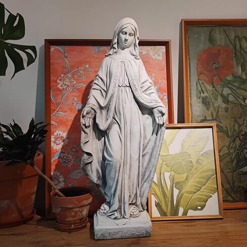 تمثال كبير لمريم العذراء قابل للطلاء مقاس 81.28 سم ارتفاعًا في الهواء الطلق حديقة أوروبية كاثوليكية مسيحية ساحة فناء سمك الشبوط بركة حديقة داخلية مدخل الكنيسة شرفة ديكور مذبح المنزل ملاك تذكاري شفيع مقدس قديس ديني in Kuwait