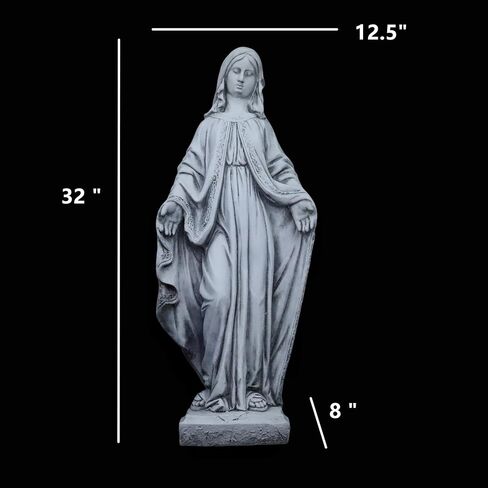 تمثال كبير لمريم العذراء قابل للطلاء مقاس 81.28 سم ارتفاعًا في الهواء الطلق حديقة أوروبية كاثوليكية مسيحية ساحة فناء سمك الشبوط بركة حديقة داخلية مدخل الكنيسة شرفة ديكور مذبح المنزل ملاك تذكاري شفيع مقدس قديس ديني in Kuwait