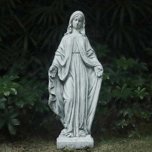 تمثال كبير لمريم العذراء قابل للطلاء مقاس 81.28 سم ارتفاعًا في الهواء الطلق حديقة أوروبية كاثوليكية مسيحية ساحة فناء سمك الشبوط بركة حديقة داخلية مدخل الكنيسة شرفة ديكور مذبح المنزل ملاك تذكاري شفيع مقدس قديس ديني in Kuwait