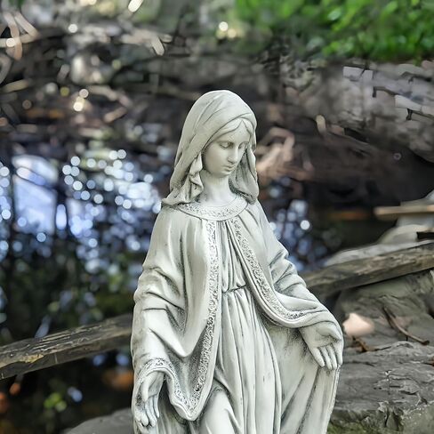 تمثال كبير لمريم العذراء قابل للطلاء مقاس 81.28 سم ارتفاعًا في الهواء الطلق حديقة أوروبية كاثوليكية مسيحية ساحة فناء سمك الشبوط بركة حديقة داخلية مدخل الكنيسة شرفة ديكور مذبح المنزل ملاك تذكاري شفيع مقدس قديس ديني in Kuwait