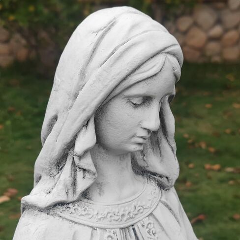 تمثال كبير لمريم العذراء قابل للطلاء مقاس 81.28 سم ارتفاعًا في الهواء الطلق حديقة أوروبية كاثوليكية مسيحية ساحة فناء سمك الشبوط بركة حديقة داخلية مدخل الكنيسة شرفة ديكور مذبح المنزل ملاك تذكاري شفيع مقدس قديس ديني in Kuwait