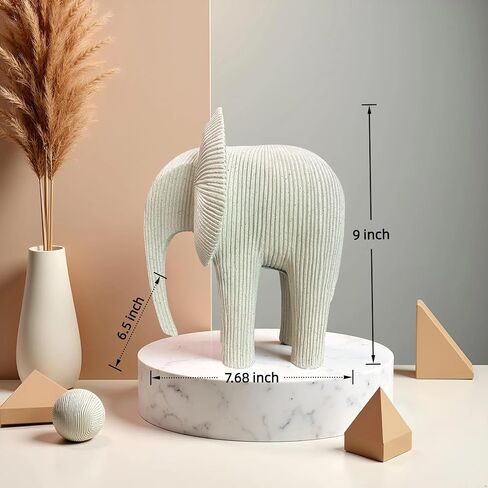 Abstract Elephant Sculpture, Modern Minimalist Elephant Figurine, Resin Animal Statue for Home Decor, Neutral Tone Elephant Decor for Living Room, Office, Shelf & Entryway in Saudi Arabia
