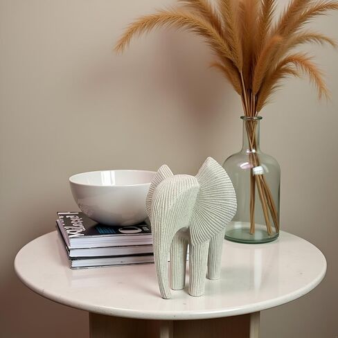 Abstract Elephant Sculpture, Modern Minimalist Elephant Figurine, Resin Animal Statue for Home Decor, Neutral Tone Elephant Decor for Living Room, Office, Shelf & Entryway in Saudi Arabia