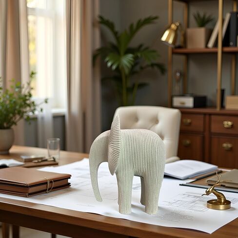 Abstract Elephant Sculpture, Modern Minimalist Elephant Figurine, Resin Animal Statue for Home Decor, Neutral Tone Elephant Decor for Living Room, Office, Shelf & Entryway in Saudi Arabia