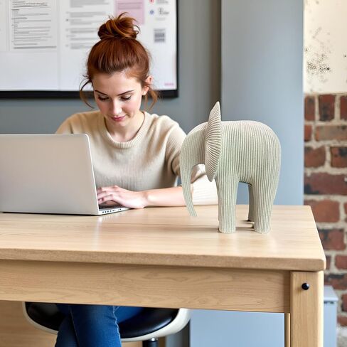 Abstract Elephant Sculpture, Modern Minimalist Elephant Figurine, Resin Animal Statue for Home Decor, Neutral Tone Elephant Decor for Living Room, Office, Shelf & Entryway in Saudi Arabia
