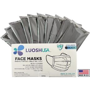 Face Masks Disposable Made in USA, 3 Ply Disposable Masks 50pcs,Adult Mask, Kids Mask, Black Masks, White Masks