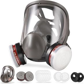 Full Face Gas Mask - Gas Masks Survival Nuclear and Chemical, Reusable Respirator Mask (6800+40mm & P-A-1)