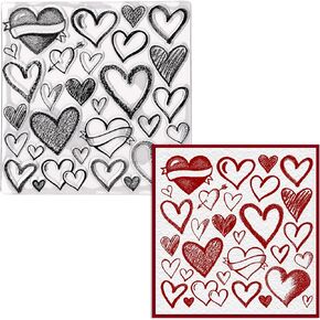 ALIBBON Valentines Heart Background Clear Stamps for Card Making and Photo Album Decorations, Graffiti Heart Stamps, Irregular Heart Transparent Silicone Stamps for Crafting and DIY Scrapbooking