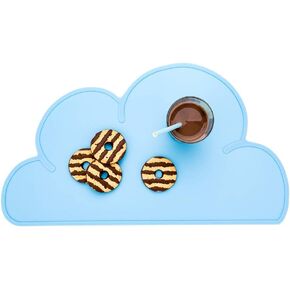 Restaurantware Silicone Cloud Shaped Food Placemat - Blue - Non-Slip - Easy Clean - Tabletop Protection - Great For Infants Toddlers & Kids - 18 3/4" x 10 1/2" - 1ct Box