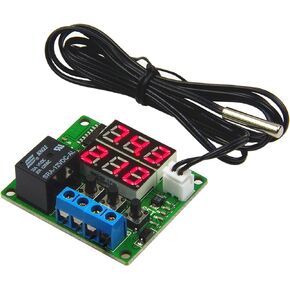 LM YN DC 12V Digital Thermostat Module -58℉ to 257℉ Fahrenheit Temp Display Temperature Controller Board with 20A Relay Waterproof Sensor Probe Dual LED Display Red Red