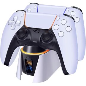 TNP PS5 Controller Charger Station for 2 DualSense Controllers, Black | Dual Charging Dock for 2 Ps5 Wireless Controllers with Orange/Blue Led Status Lights, Smart Charge Control, and 1 M Usb Cable in Saudi Arabia