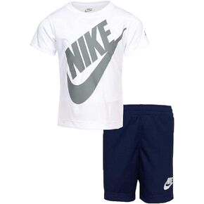 Nike Boy's Dri-Fit T-Shirt & Shorts 2 Piece Set, White/Navy 66f024-u90, 12 Months